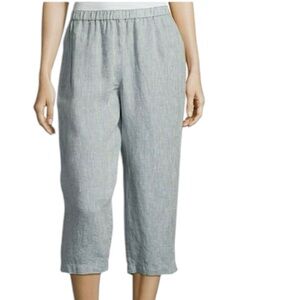 Eileen Fisher Women’s Yarn-Dyed Handkerchief Organic Linen Cropped‎ Pants 2X NEW